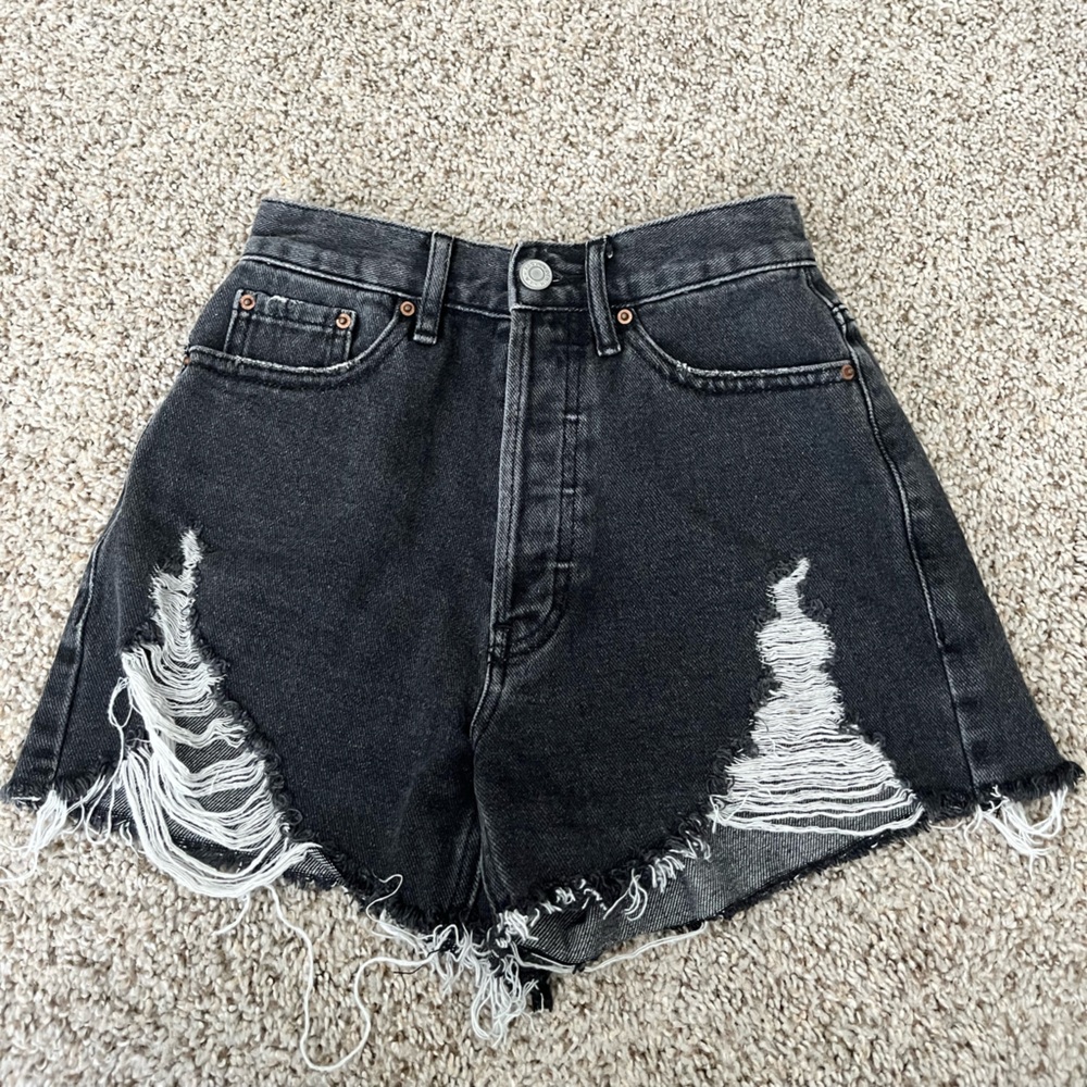 PacSun Black Distressed Jean Shorts with Raw Hem